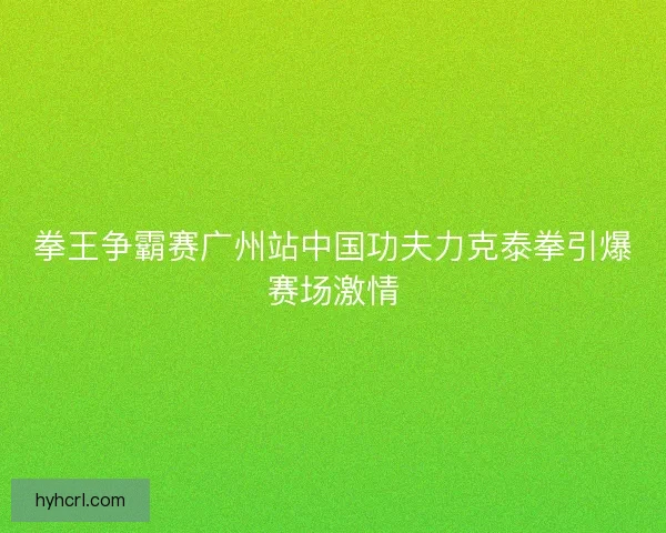 拳王争霸赛广州站中国功夫力克泰拳引爆赛场激情