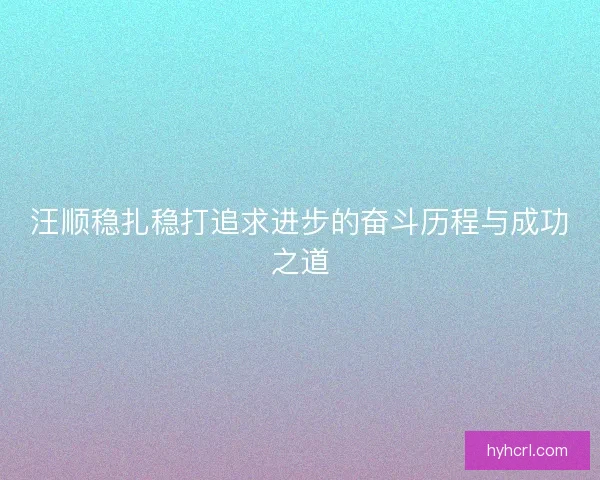 汪顺稳扎稳打追求进步的奋斗历程与成功之道